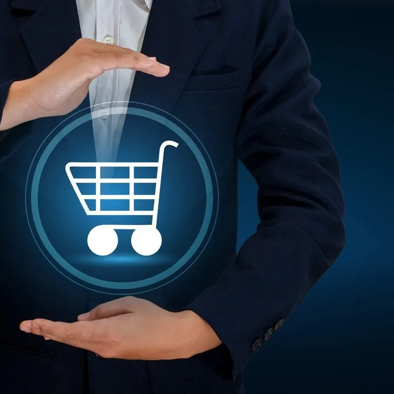 27915148 hand businessman cart shopping technology world digital shopping order transactions on the internet trading on the world online pay dept blue tone