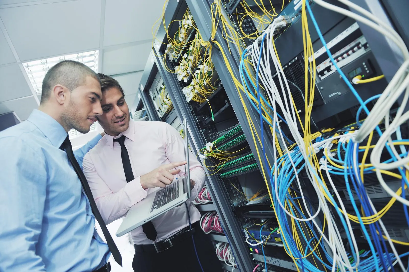 it engineers in network server room