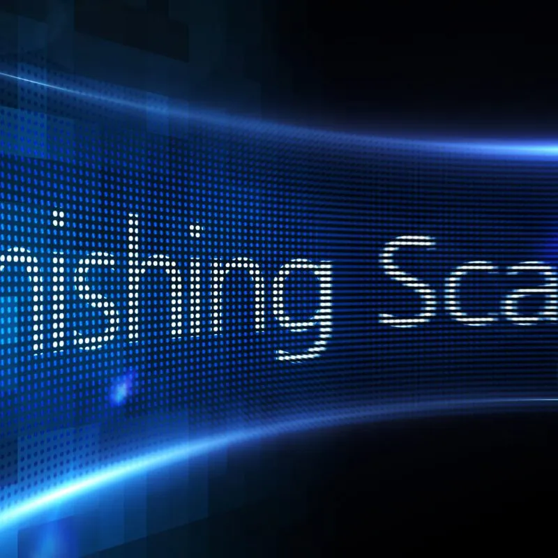 phishing scam on digital screen