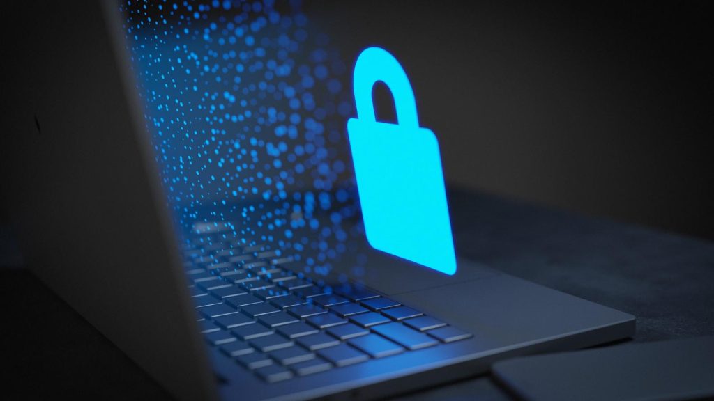 Lock icon cybersecurity data shield network web symbol 3D Render